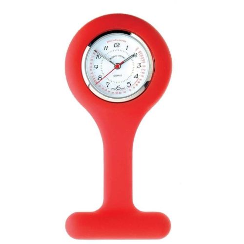 Red Rubber And Stainless Steel Fob Watch