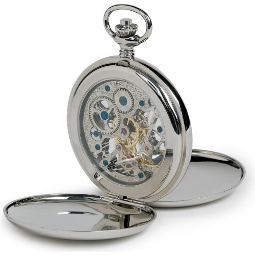 Silver Tone Mechanical  Double Hunter Pocket Watch