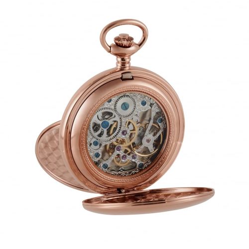 Rose Gold Plated mechanical Twin Lidded Hunter Pocket Watch