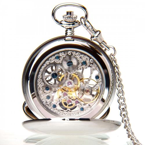 The Kensington - Chrome Mechanical Double Hunter Pocket Watch