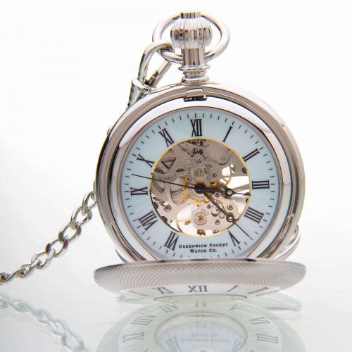 The Richmond - Chrome Mechanical Double Half Hunter Pocket Watch