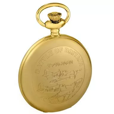 Gold Plated Battle Of Britain Double Hunter 17 Jewels Mechanical Pocket Watch