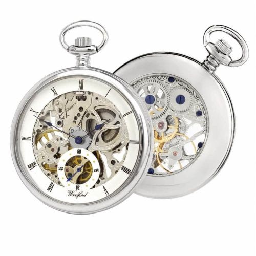 Chrome Plated 17 Jewel Mechanical Open Face Pocket Watch