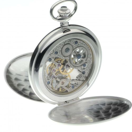 Sterling Silver Double Hunter Mechanical Pocket Watch