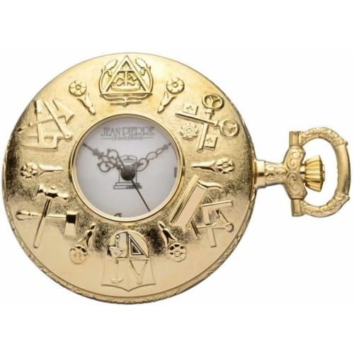 Gold Toned Masonic Half Hunter Quartz Pocket Watch