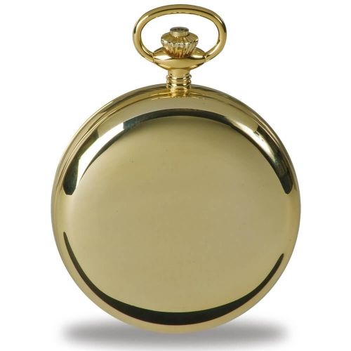 Gold Tone Mechanical Moon Dial Double Hunter Pocket Watch