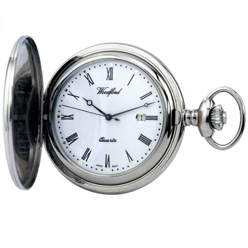 Chrome Plated Quartz Full Hunter Pocket Watch