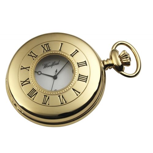 Gold Plated Swiss Quartz Half Hunter Pocket Watch