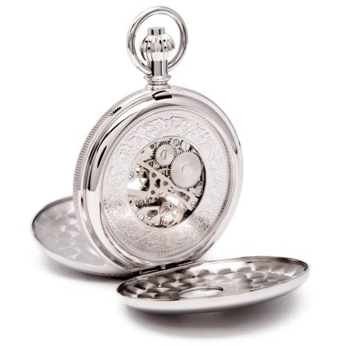 Whitehall - Chrome Mechanical Double Half Hunter Pocket Watch