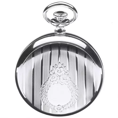 Full Hunter Polished Chrome Quartz Pocket Watch