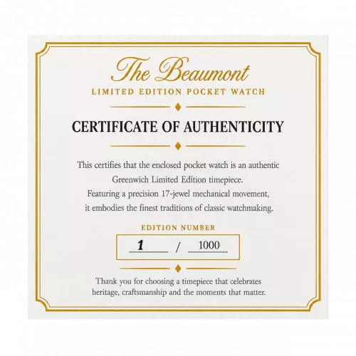 The Beaumont, Limited Edition 1000 Pieces UK Designed Chrome Double Hunter Mechanical Pocket Watch With Chain