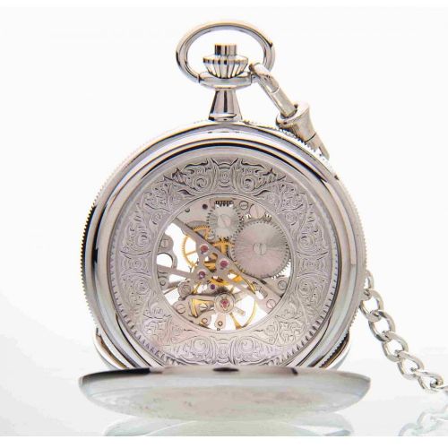 The Winchester - Chrome Pattern Double Hunter Mechanical Pocket Watch