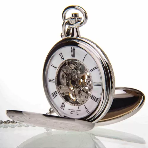 The Winchester - Chrome Pattern Double Hunter Mechanical Pocket Watch