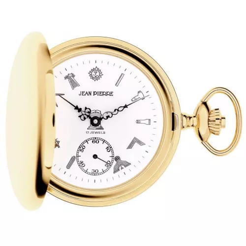 Masonic Gold Toned Mechanical Full Hunter Pocket Watch