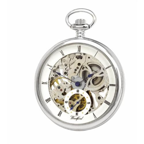 Chrome Plated 17 Jewel Mechanical Open Face Pocket Watch