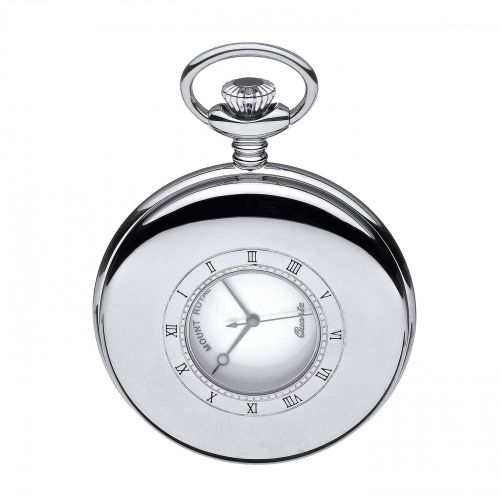 Polished Chrome Half Hunter Mechanical Pocket Watch