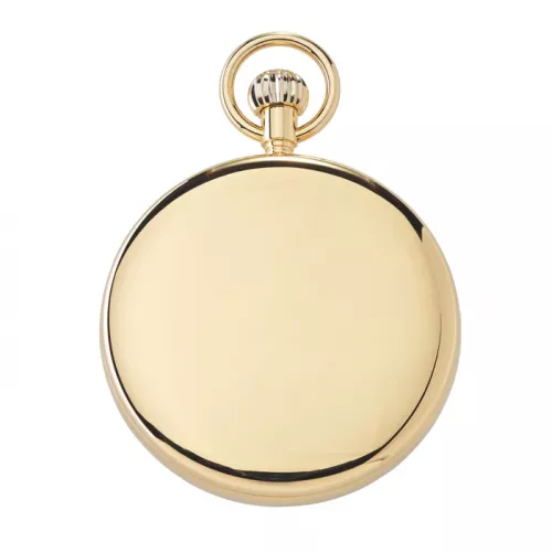 17-Jewel Mechanical Emerald Open Face Gold Plated Pocket Watch