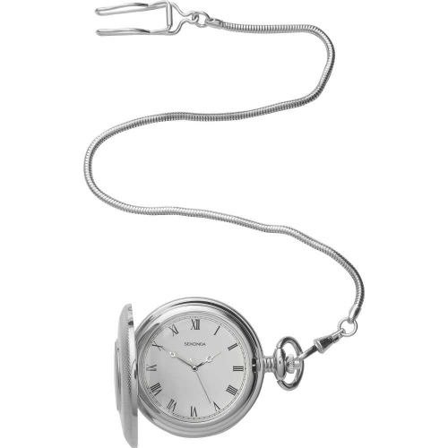 Half Hunter Stainless Steel Quartz Pocket Watch