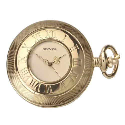 Mens Gold Plated Half Hunter Pocket Watch