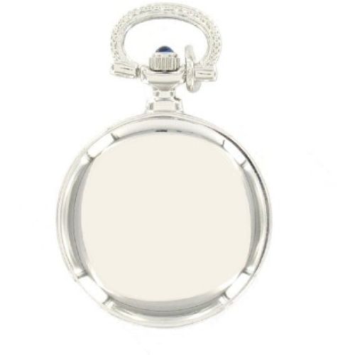 Silver Tone Open Faced Quartz Pendant Necklace Watch With Arabic Indexes