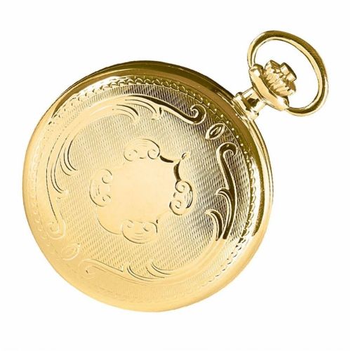 Gold Plated Full Hunter Mechanical Pocket Watch With Engravable Shield