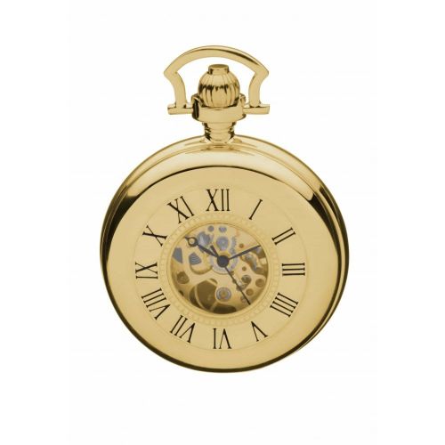 Gold Plated Mechanical Double Half Hunter Masonic Pocket Watch