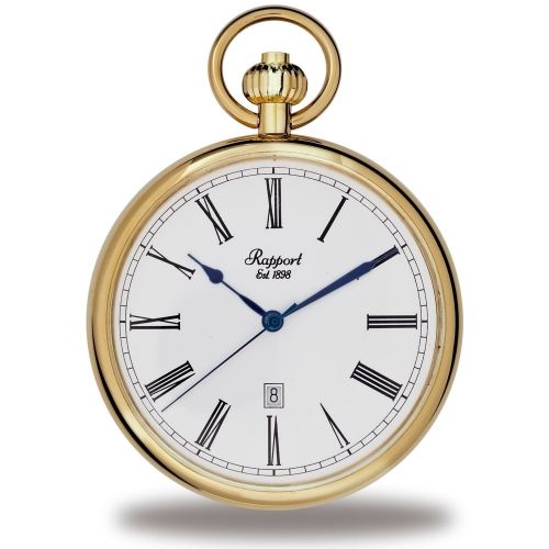 Quartz Open Face Gold Tone Pocket Watch