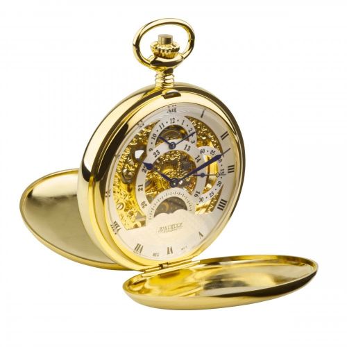 Gold Toned Double Hunter Dual Dial Moon dial Pocket Watch