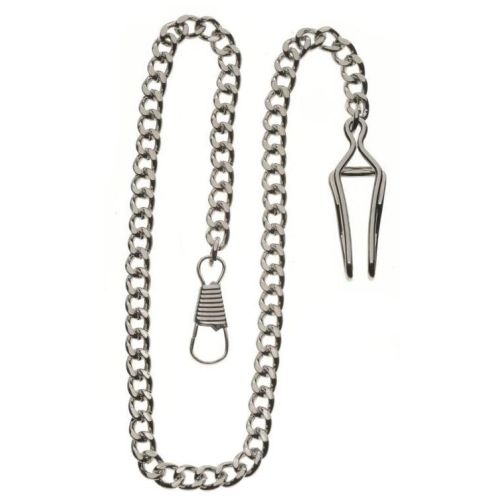 Chrome Plated 9 Inch Single Albert T-Bar Pocket Watch Chain Bundle