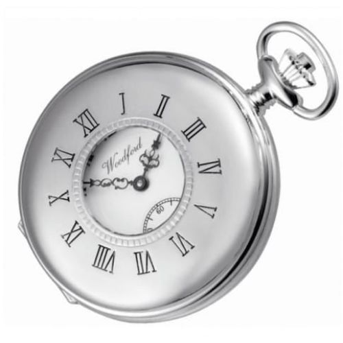 Swiss Sterling Silver 17 Jewel Half Hunter Mechanical Pocket Watch With Albert Chain