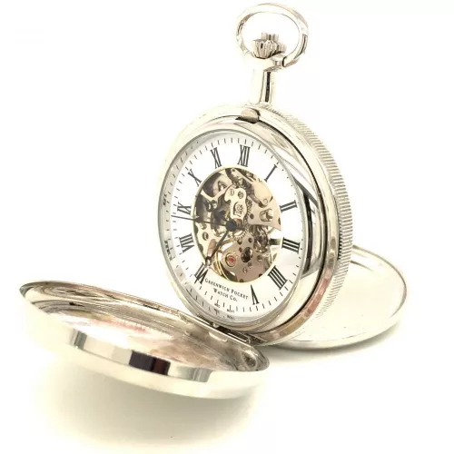 The Kew - Chrome Plated Photo Frame Mechanical Pocket Watch