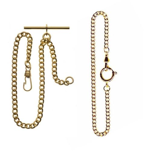 Gold Plated Two Chain Bundle Bolt Ring & T-Bar