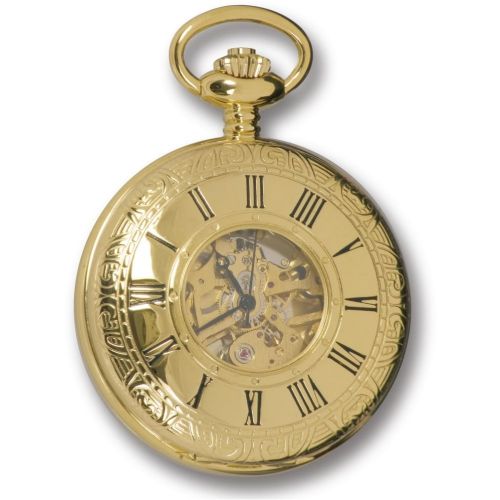 Gold Tone Mechanical Half Hunter Pocket Watch