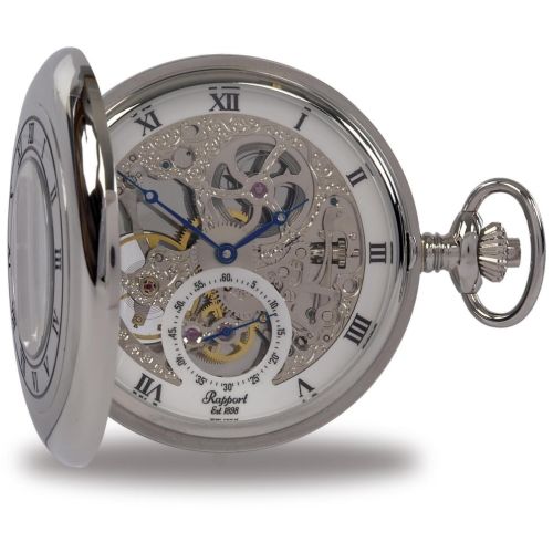 Silver Tone Double Half Hunter Mechanical Pocket Watch