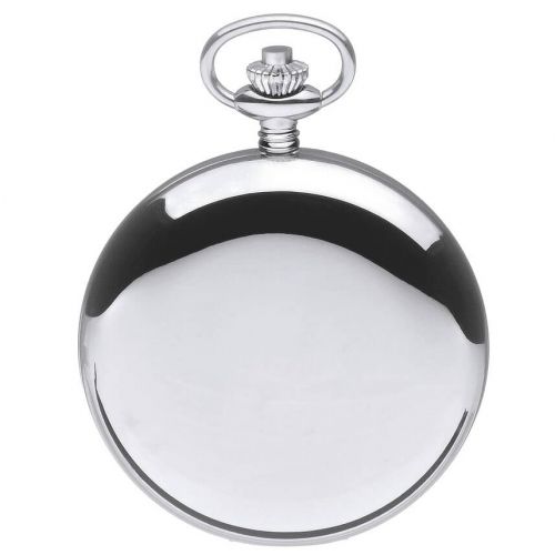 Chrome Polished Full Hunter Quartz Pocket Watch with Arabic Indexes