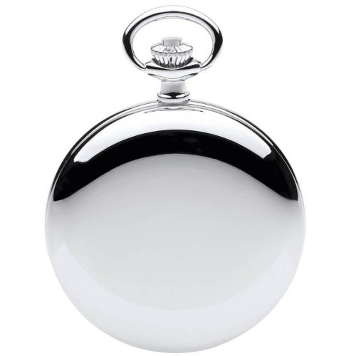 Full Hunter Polished Chrome Quartz Pocket Watch