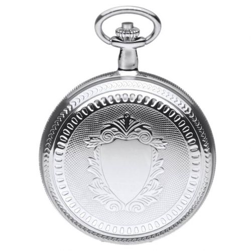 Chrome Polished Mechanical Double Hunter Pocket Watch With Roman Indexes