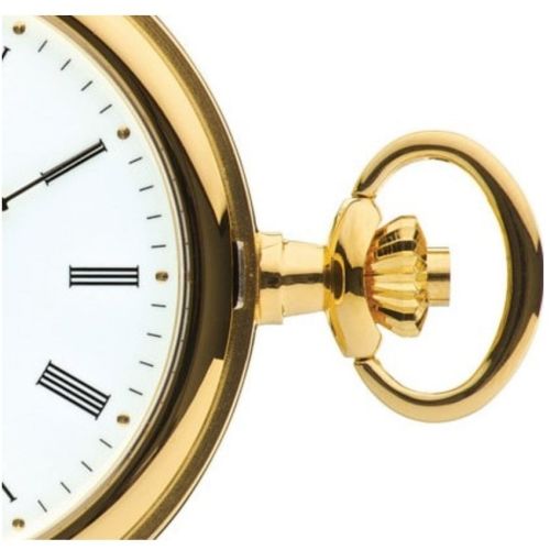 Gold Toned Full Hunter Mechanical Pocket Watch With Roman Numerals