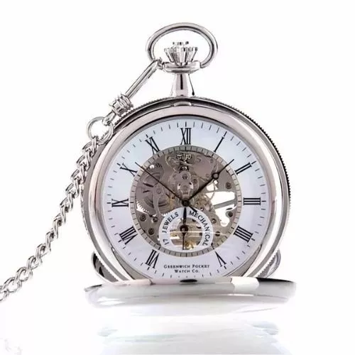 The St James - Chrome Mechanical Double Hunter Pocket Watch