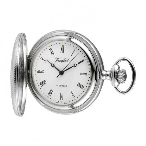 Chrome Plated 17 Jewel Mechanical Half Hunter Pocket Watch