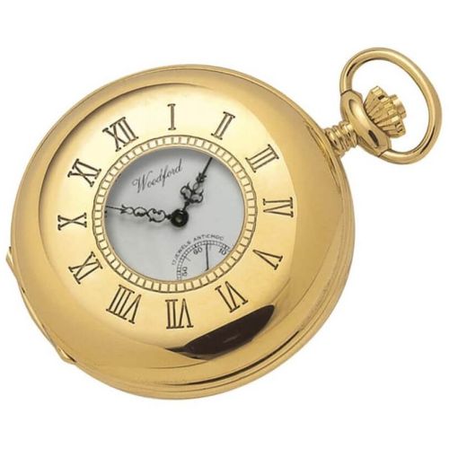 Gold Plated 17 Jewel Swiss Mechanical Half Hunter Pocket Watch 1015