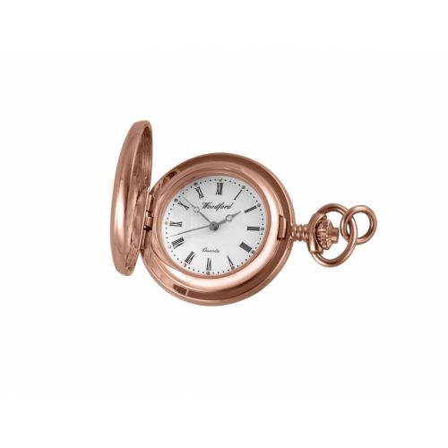 Rose Gold Plated Full Hunter Quartz Pendant Necklace Watch