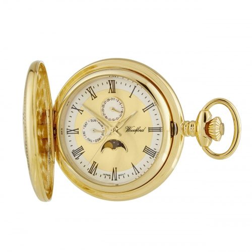 Gold Plated Half Hunter Moondial Pocket Watch