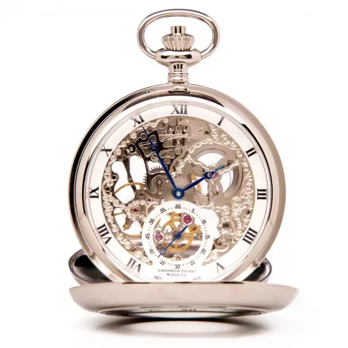 The Bridewell - Chrome Mechanical Double Half Hunter Pocket Watch