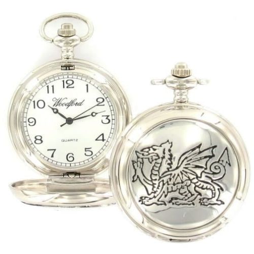 Pewter Welsh Dragon Quartz Full Hunter Pocket Watch