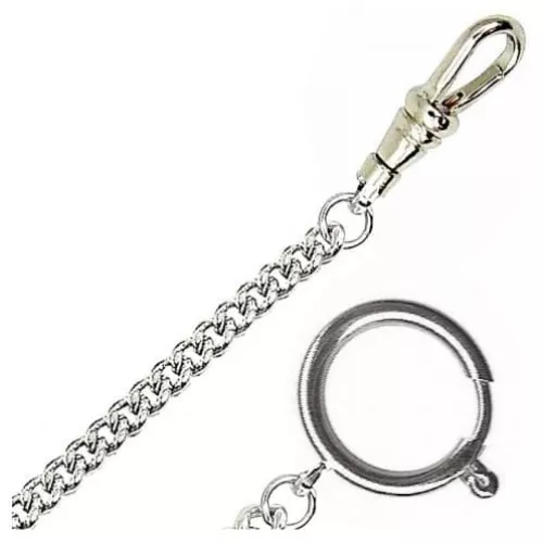 Chrome Plated 14 Inch Bolt Ring Pocket Watch Chain