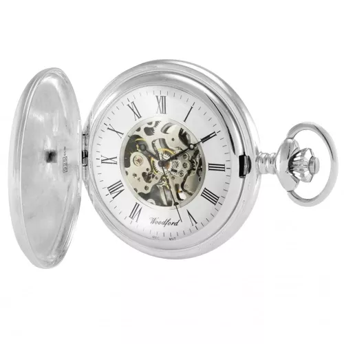 Sterling Silver Hallmarked Skeleton Full Hunter Pocket Watch