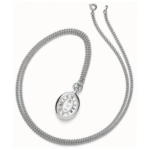 Pvd Silver Plated Open Face Quartz Pendant Necklace Watch