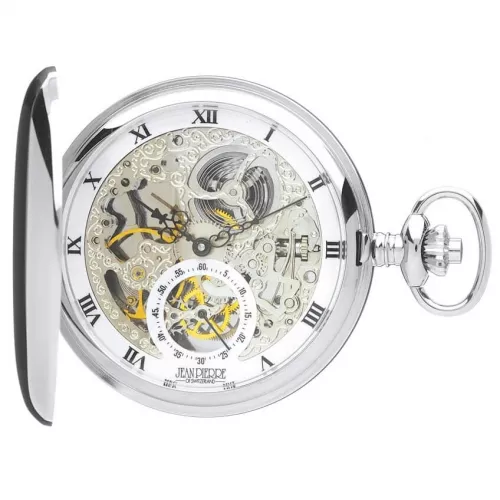 Polished Chrome Double Hunter Mechanical Pocket Watch