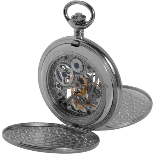 Double Hunter 17 Jewel Chrome Mechanical Pocket Watch